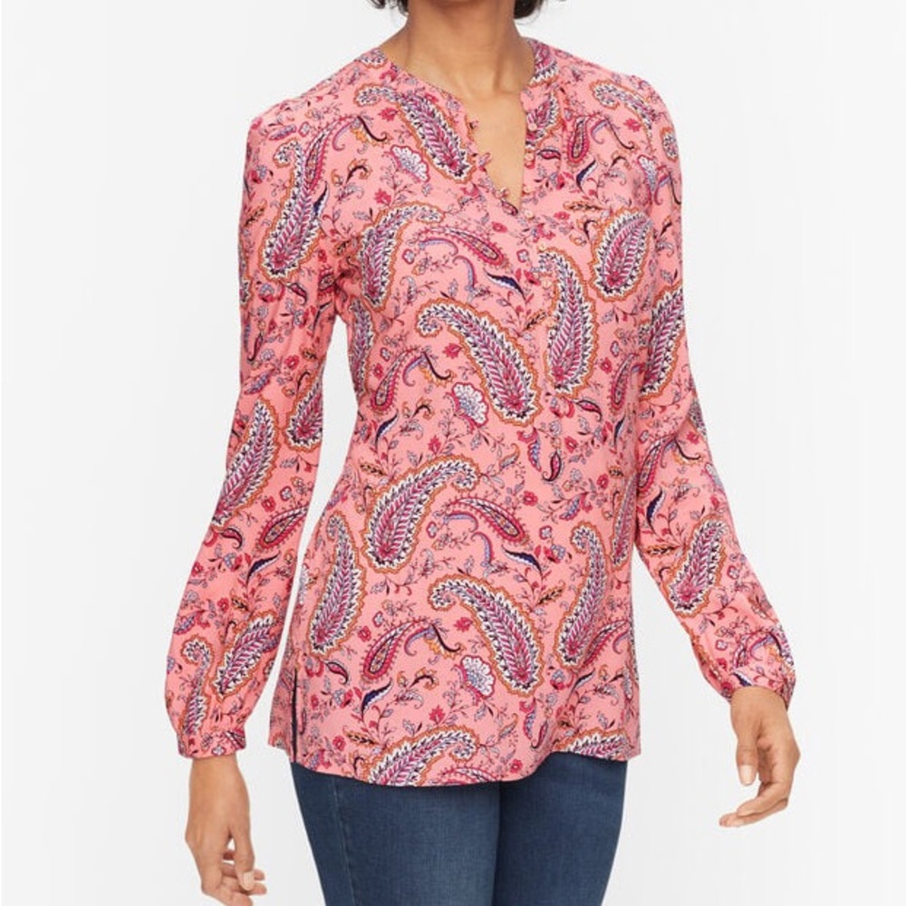 TALBOTS BAND COLLAR POPOVER - DANCING PAISLEY